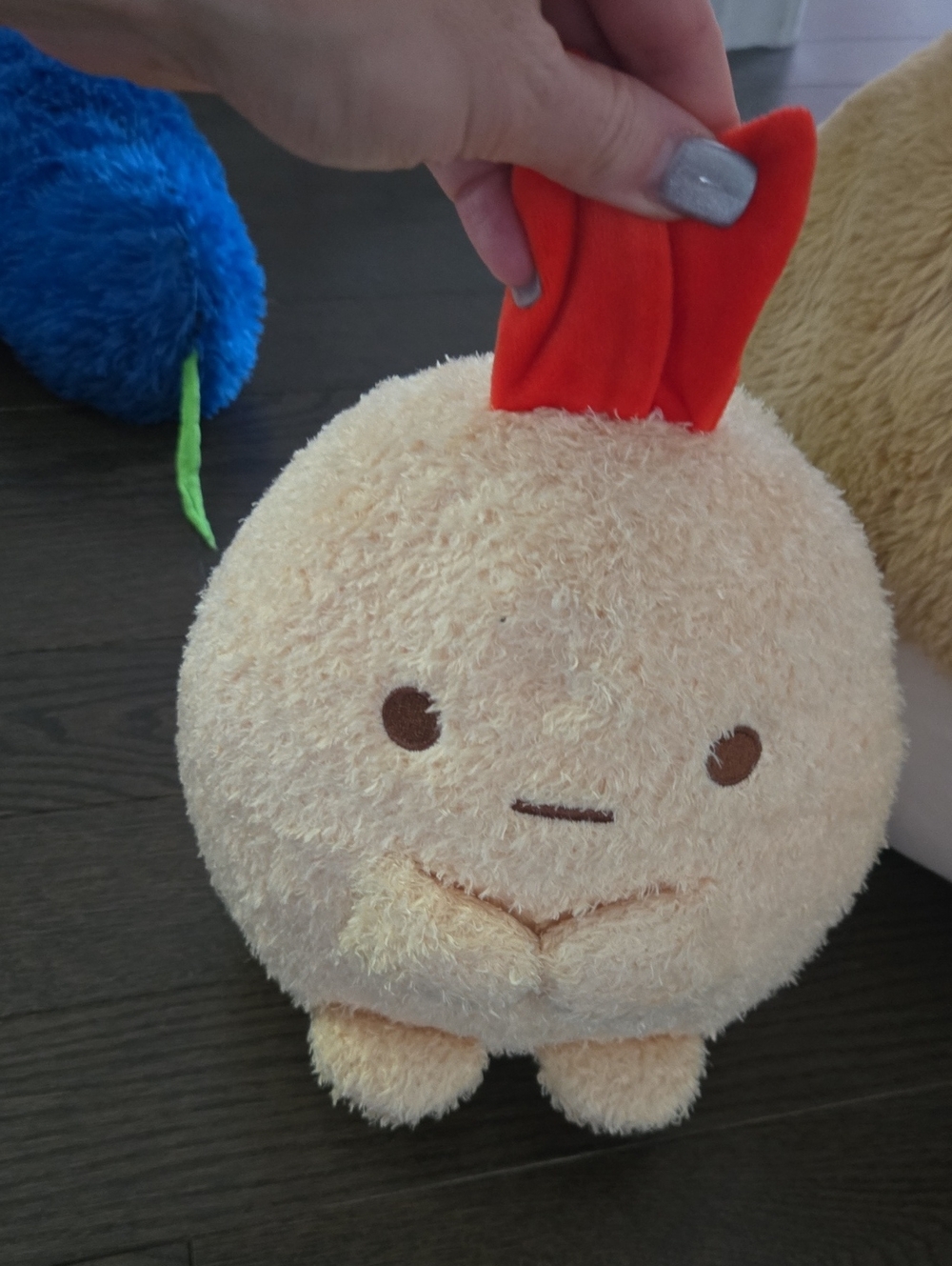 Plush Small Pet Toy - Cream Plush Chewable Ball with Orange Accent